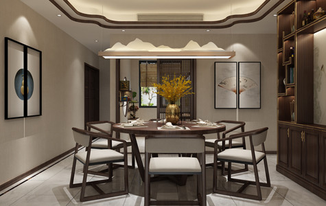 天鹅堡五居室190平米新中式风格效果图-鲁班装饰设计师肖诗滢主笔