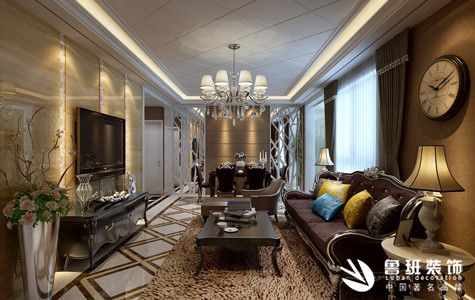 水晶卡巴拉三居室120平米欧式风格效果图-鲁班装饰设计师主笔