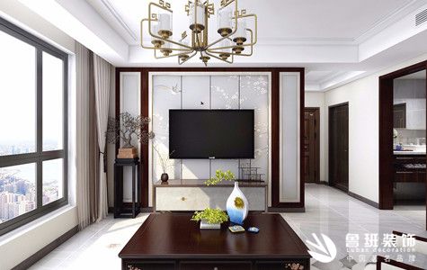 龙腾万都汇三居室115平米新中式风格效果图-鲁班装饰设计师王磊主笔
