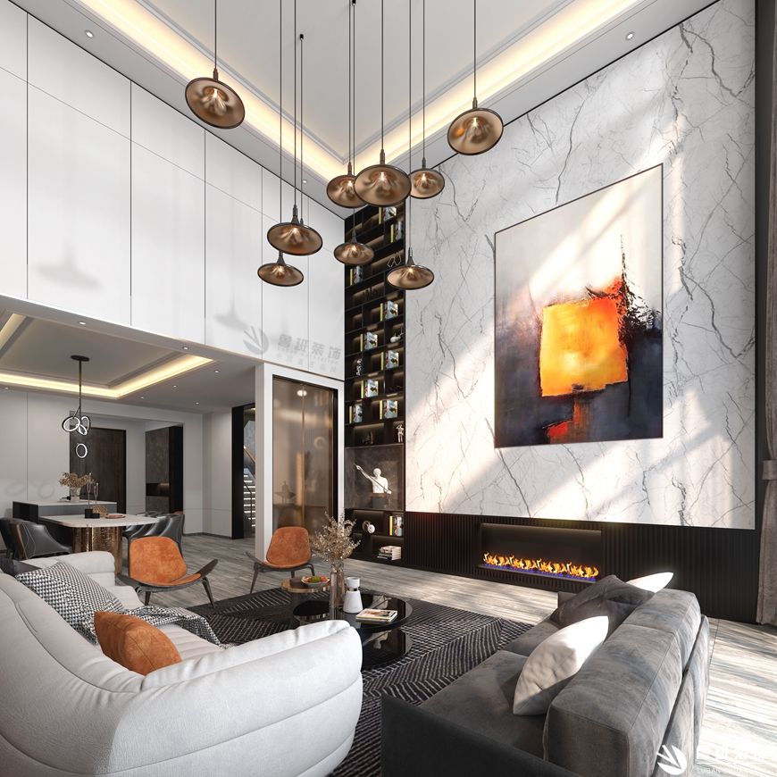 枫丹丽舍,简约风格效果图,客厅电视背景墙设计