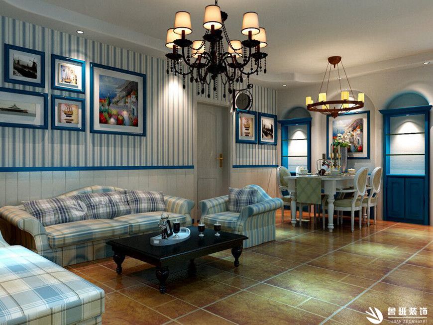 群星汇,地中海风格,客厅沙发背景