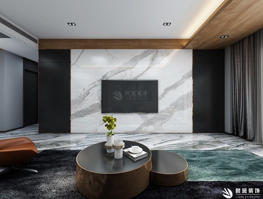 金地南湖艺境,现代轻奢风格效果图,客厅设计