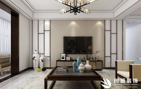 西工大三居室150平米新中式效果图-鲁班装饰设计师李天骄主笔