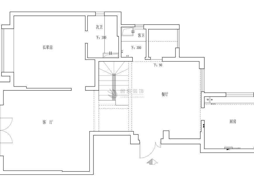 逸翠园港式风格效果图,一层原始户型