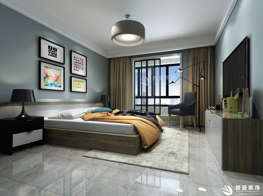 普华浅水湾,现代风格效果图,卧室设计