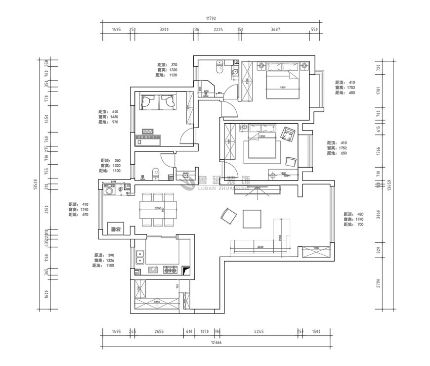 司法小区，现代轻奢风格,户型图